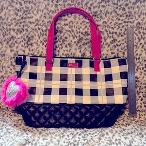 Betsey Johnson Handbag Plaid Broken Zipper